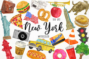 Watercolor New York Clipart, America, an Illustration by Paulaparaula (Thumbnail 1 of 3)
