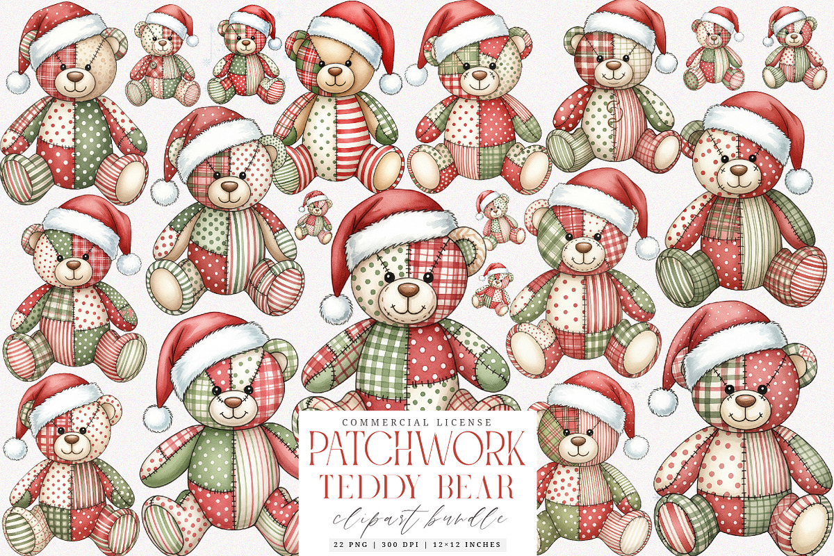 Patchwork Teddy Bear PNG, an Illustration by SinaCreation (Photo 1 of 7)