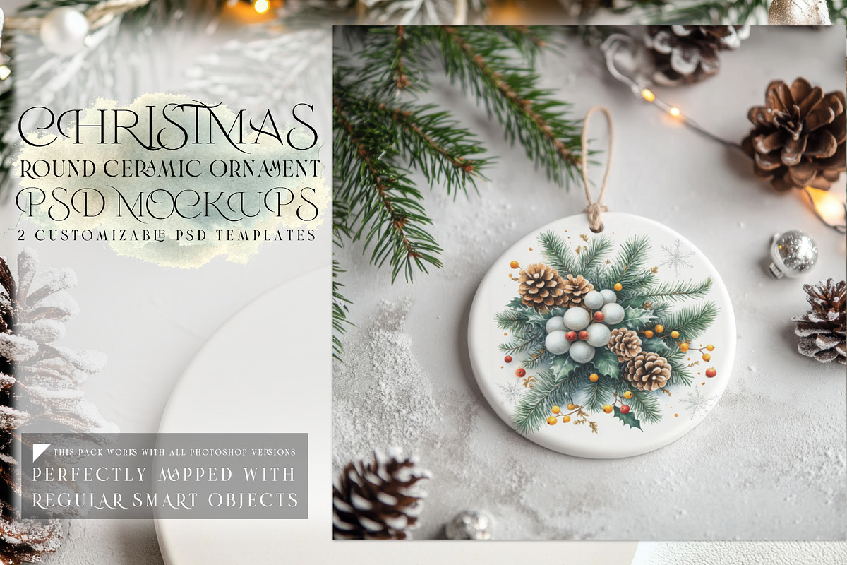Christmas Ceramic Ornament Mockups, a Product Mockup by mock-ups (Photo 1 of 8)
