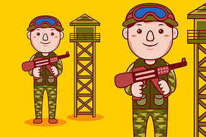 Man Army Profession Cartoon Vector, a Person Illustration by MEDZ