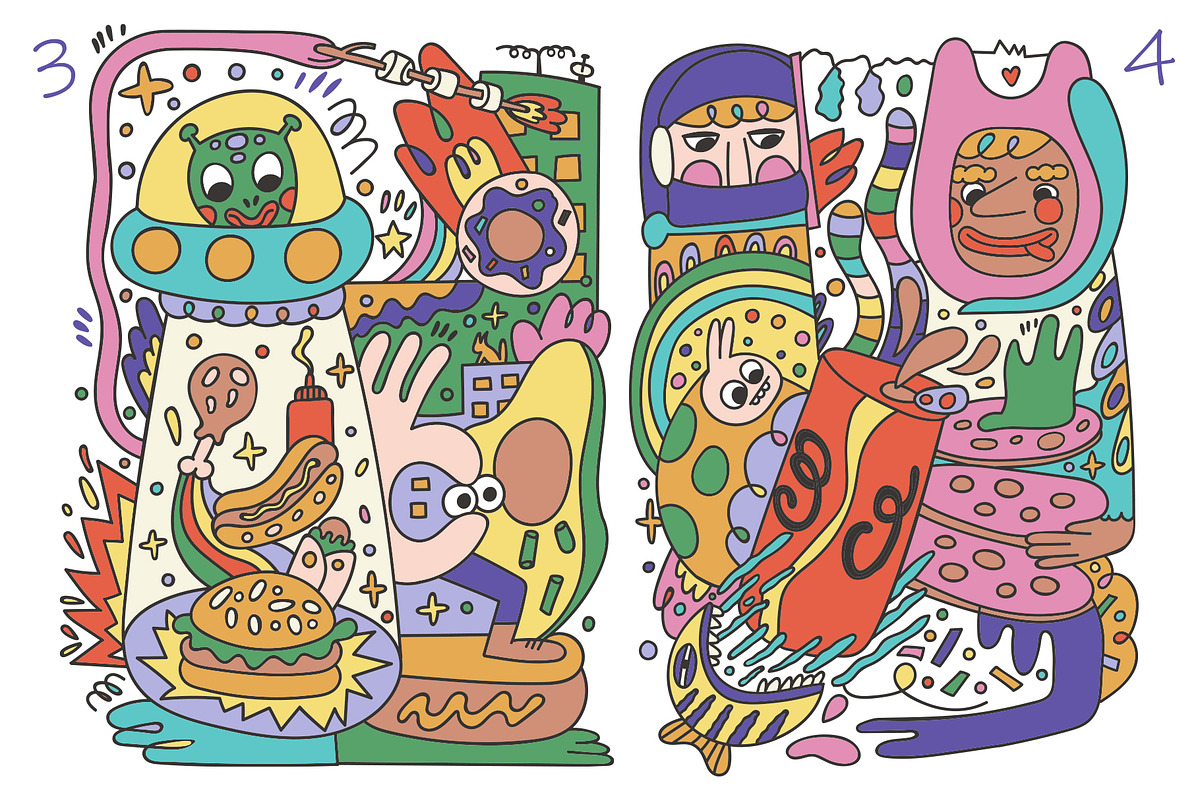 Fast Food Doodles. Vector and raster, a Food Illustration by Oliana Moroz (Photo 5 of 25)