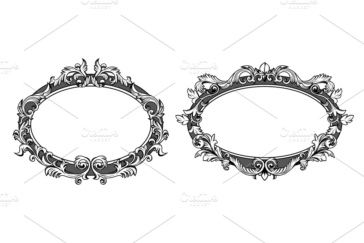 Ornate baroque flourish frame set, an Illustration by art PVP - market