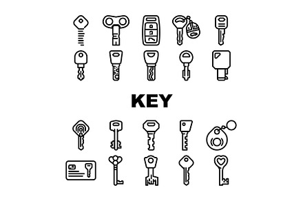 Key For Open And Close Padlock Icons, an Industrial Photo by pikepicture