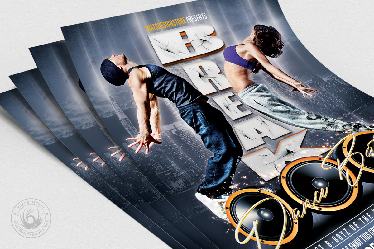 BreakDance Battle Flyer Template V1, a Flyer Template by ThatsDesign Art