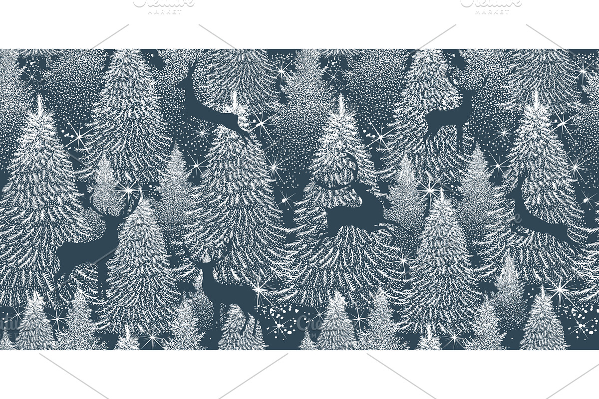 Christmas seamless background winter, an Animal Illustration by Nenahliadava Design