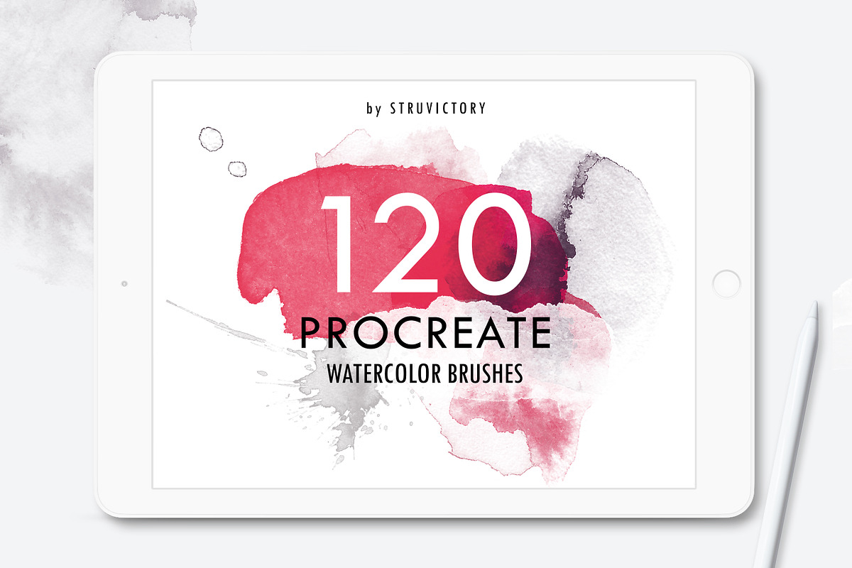 120 Watercolor Procreate Brushes, a Brush Add-On by Struvictory.art (Photo 1 of 7)