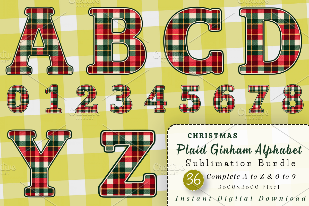 Christmas Plaid Gingham Alphabets, a Seasonal Illustration by Ink Gallery (Photo 1 of 5)