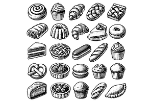 Pastry and Bakery Icons Set, an Object Graphic by RT Studio