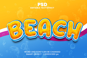 Sea Beach 3d Editable Text Effect