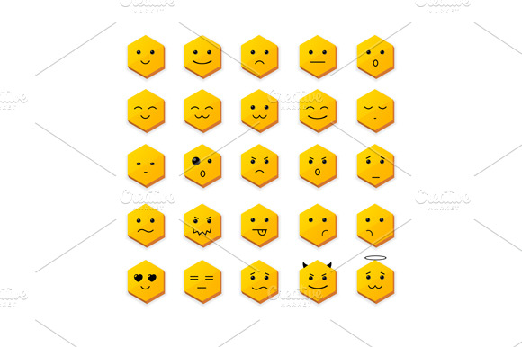 Smile Icon Set With Different Face.