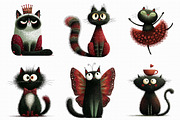 Whimsical Quirky Cat Clipart, an Illustration by Libby Wishes (Thumbnail 2 of 9)