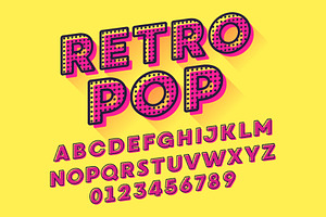 Colorful Vintage Pop Font, an Object Graphic by Black White Mouse Design