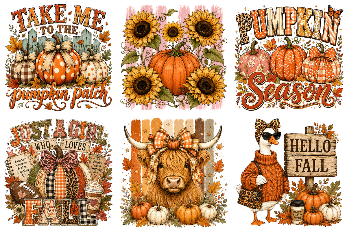 Cozy Autumn Fall Sublimation Bundle, a Seasonal Illustration by Libby Wishes (Photo 2 of 4)