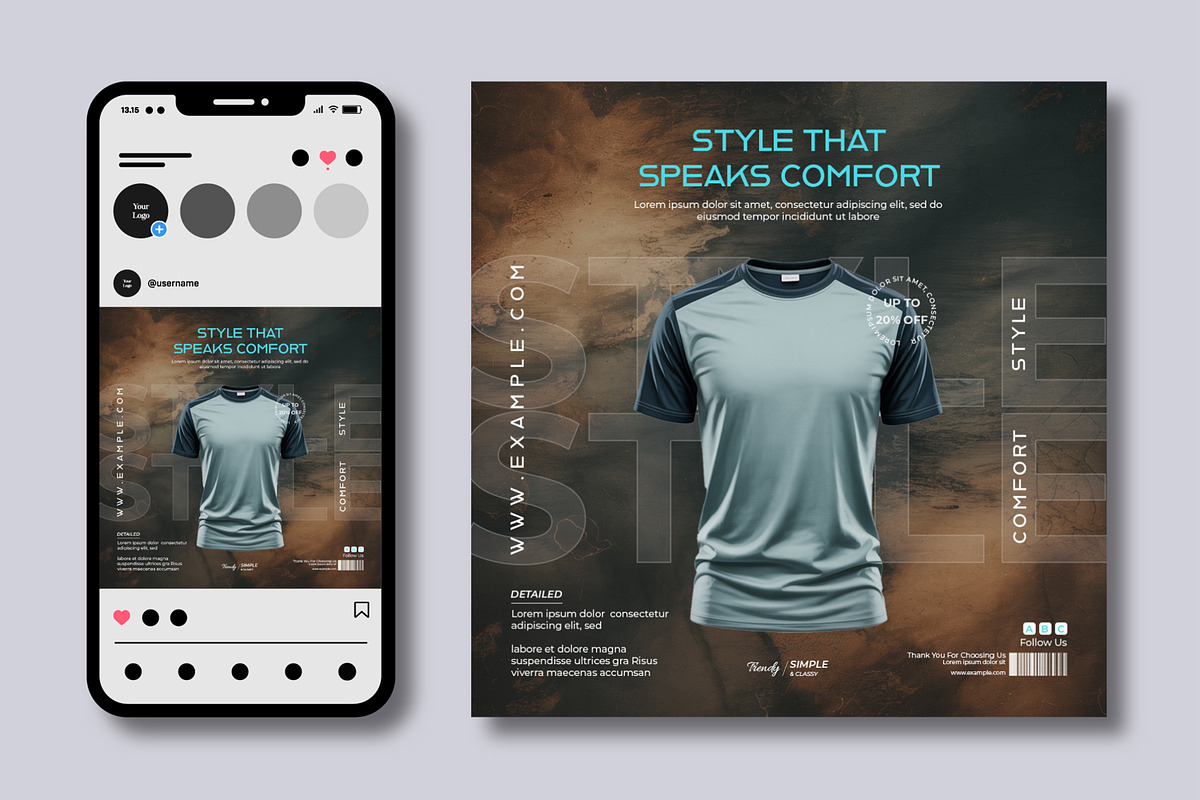 Trendy Comfort T Shirt Social Media, a Social Media Template by MightyDesign (Photo 2 of 7)