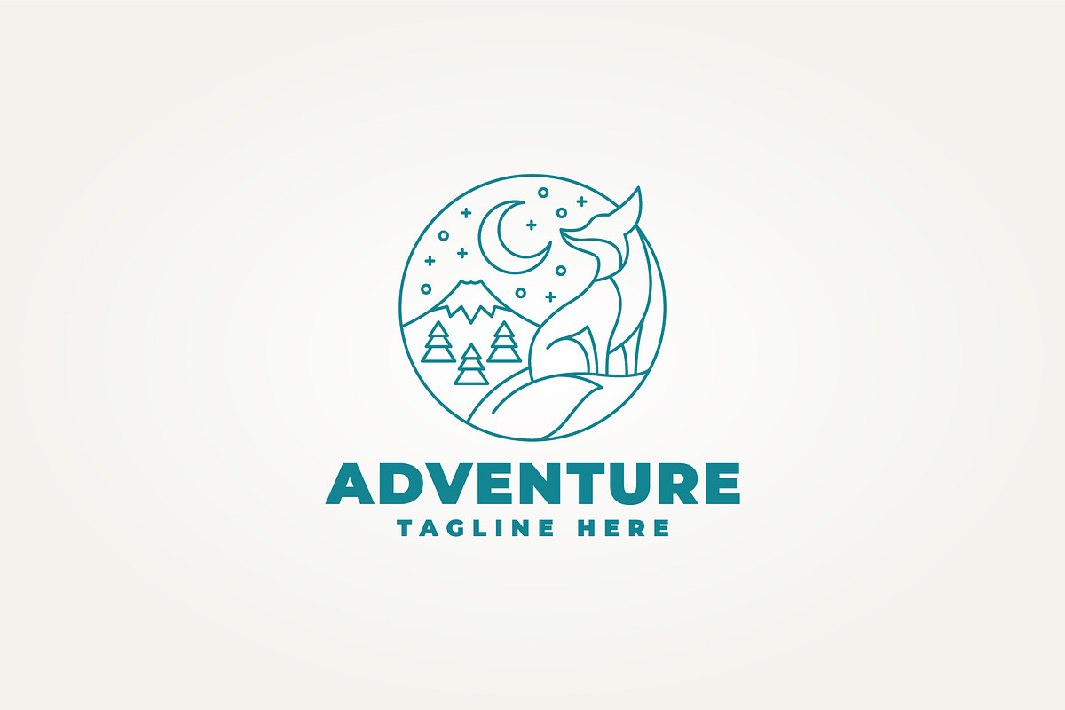 fox with mountains line art logo, a Branding & Logo Template by Blazybone (Photo 2 of 2)