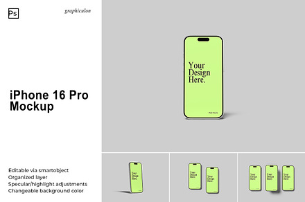 iPhone 16 Pro Mockup, an iPhone Mockup by Graphiculon
