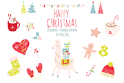 Lama Christmas Set, a Decorative Illustration by Annakristal (Thumbnail 1 of 2)