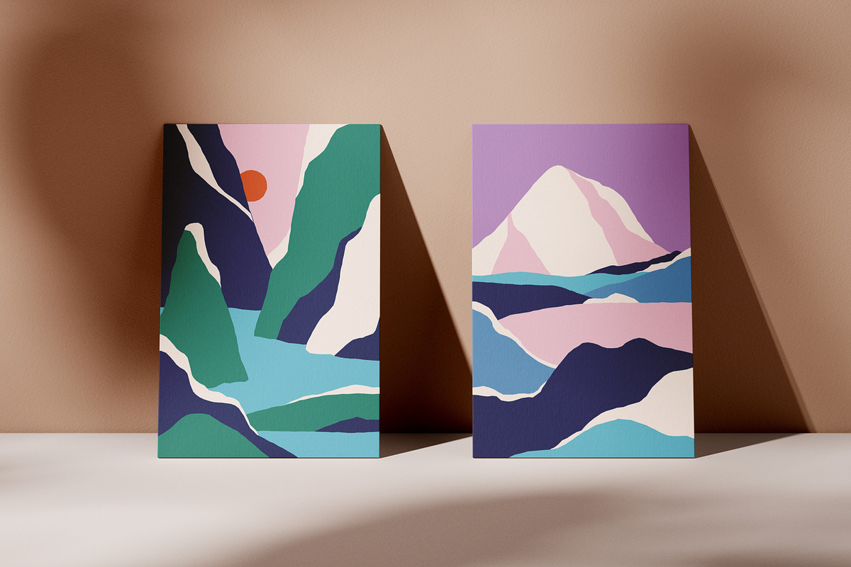 Abstract nature landscapes cards set, a Decorative Illustration by Good Studio (Photo 25 of 34)