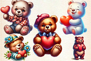 Valentines Teddy bear Clipart, an Illustration by DreamArtGraphic (Thumbnail 6 of 6)