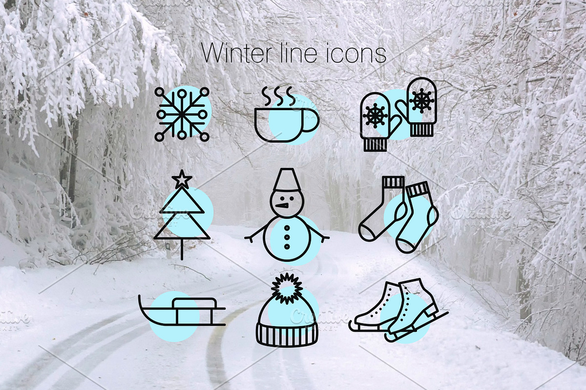Winter line icons, an Outline Icon by Lyolya Profitrolya (Photo 1 of 2)