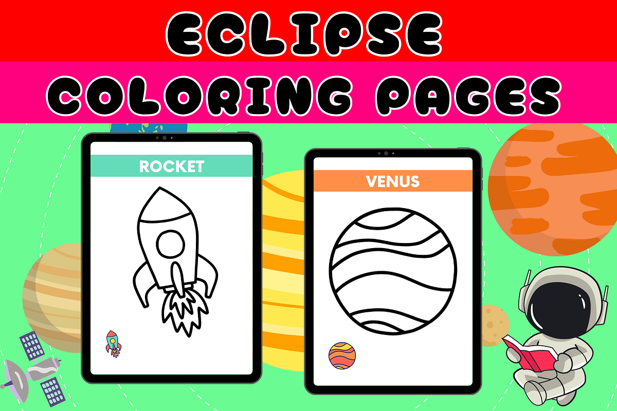 Solar Eclipse Coloring Pages, a Templates & Theme by Premium Digital Templates (Photo 3 of 3)