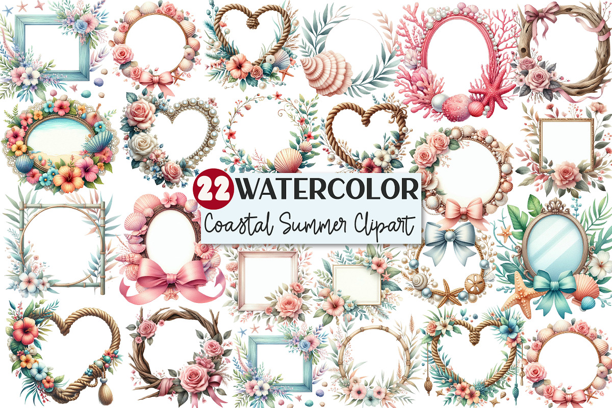 Coquette Coastal Summer Frame, an Illustration by Rose Art (Photo 1 of 7)