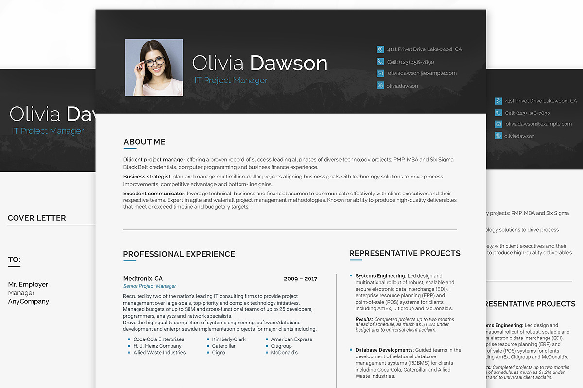 Project Manager Resume for Woman, a Resume Template by MotoCMS (Photo 1 of 2)