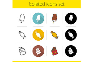 Sweets. 12 Icons. Vector