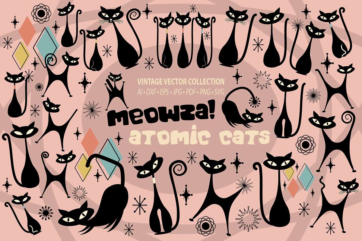 Atomic Cat Clipart, Mid Century SVG, an Object Graphic by Blynn Pippen (Photo 1 of 10)