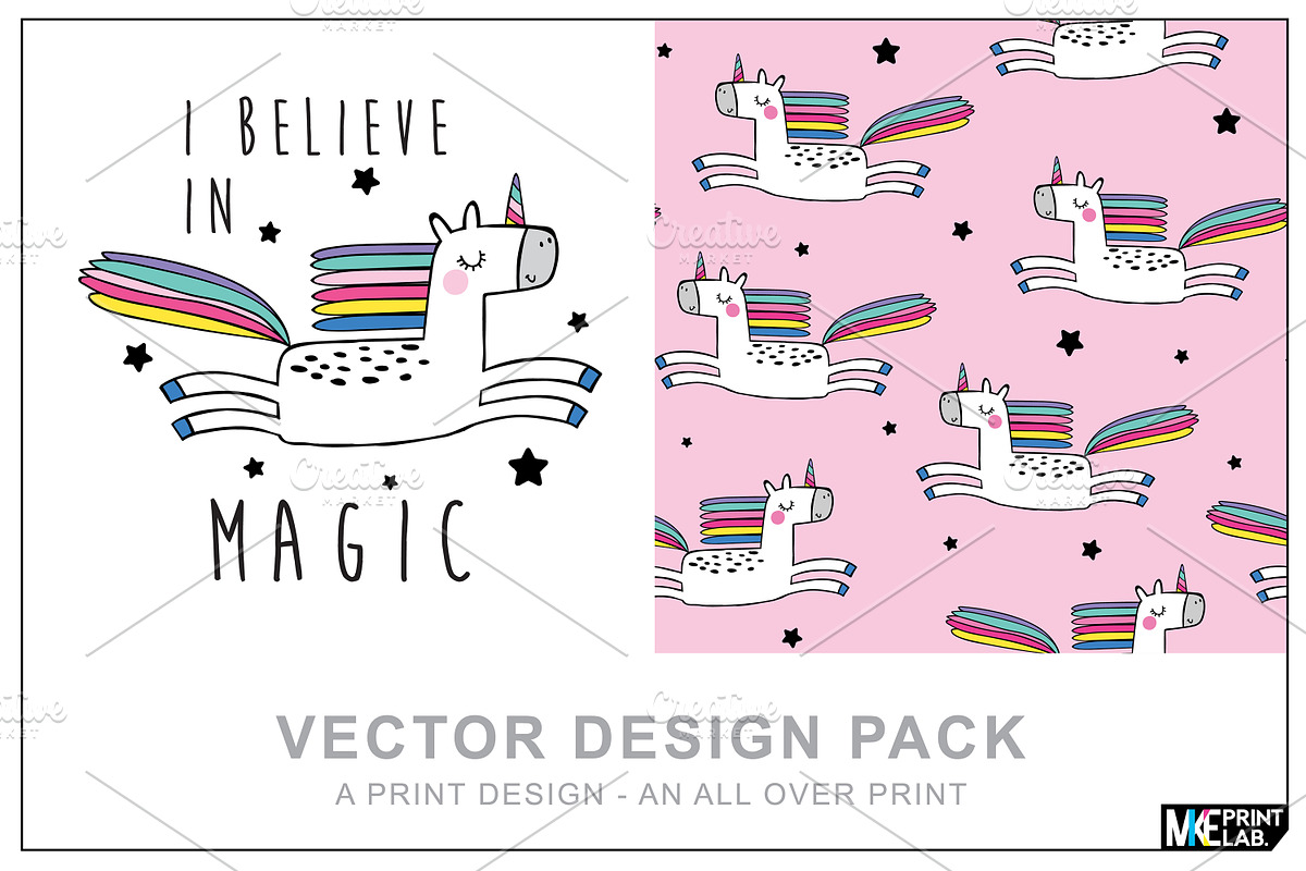 UNICORN DESIGN VECTOR PACK, an Illustration by MKE Print Lab.