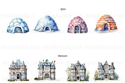 Watercolor Houses Clipart, Townhouse, a Decorative Illustration by BrushstrokeArtGB (Thumbnail 4 of 10)