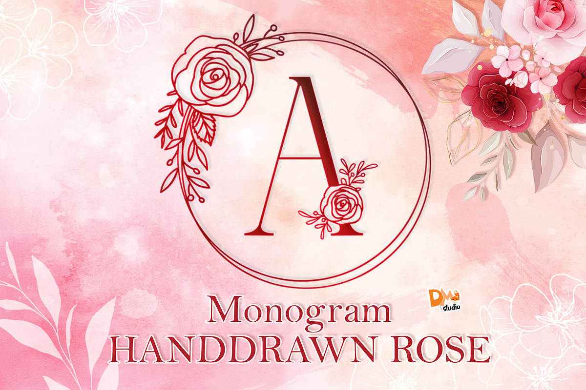 Monogram Handdrawn Rose Font, a Symbol Font by Dm Studio (Photo 1 of 6)