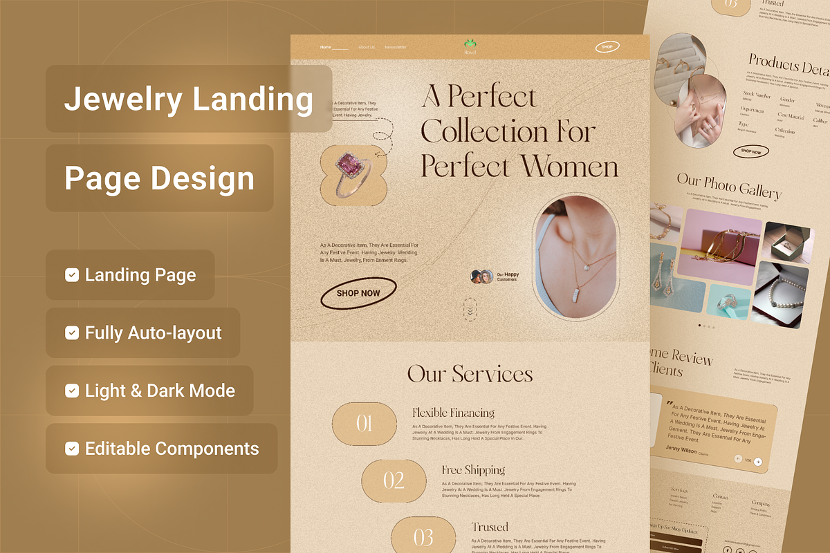 Jewelry Landing Page Design, a Design Template by Sparkle Template Studio (Photo 1 of 3)