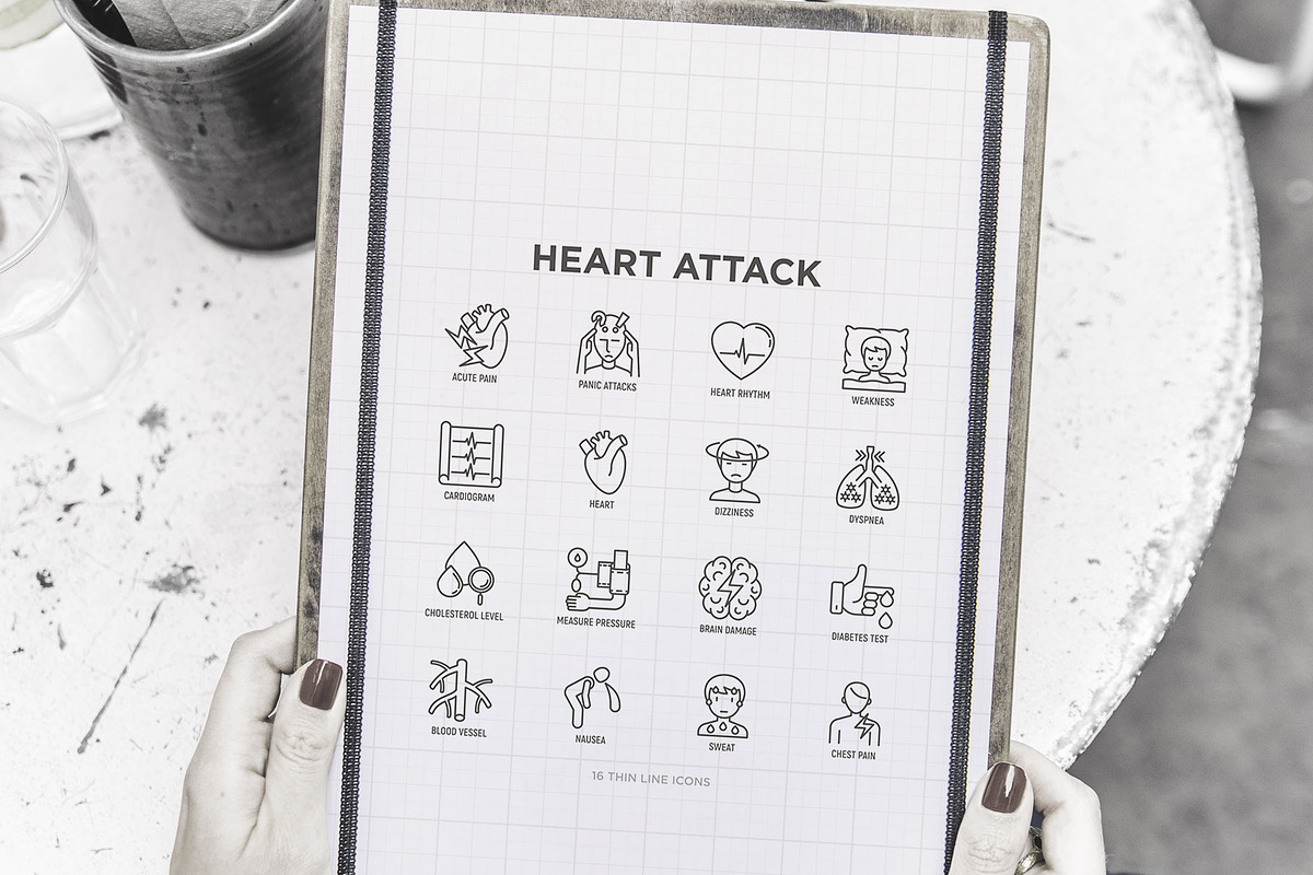 Heart Attack | 16 Thin Line Icons, an Outline Icon by Alex Blogoodf (Photo 10 of 11)