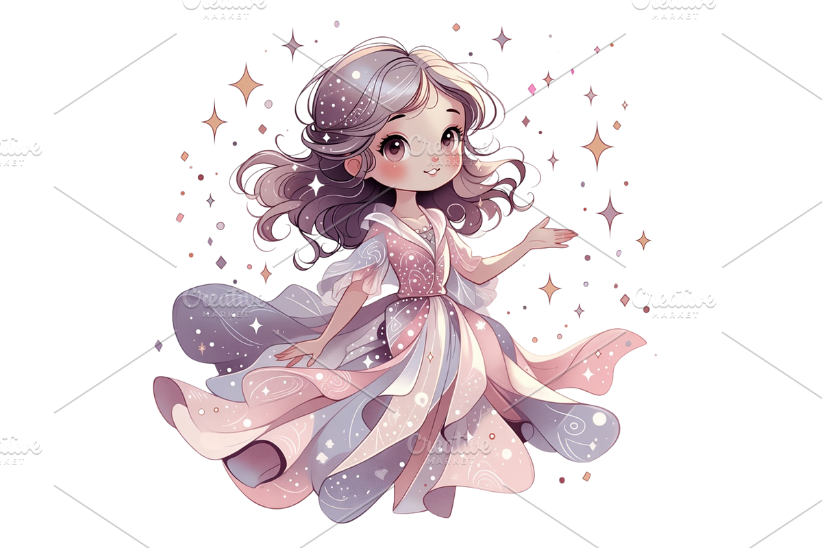 Whimsical Girl Happy NewYear clipart, a Seasonal Illustration by Creative design (Photo 3 of 7)