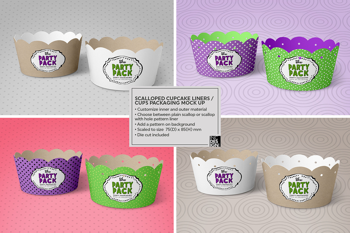 Cupcake Cups Packaging Mockup, a Cups & Container Mockup by INCDesign (Photo 4 of 6)