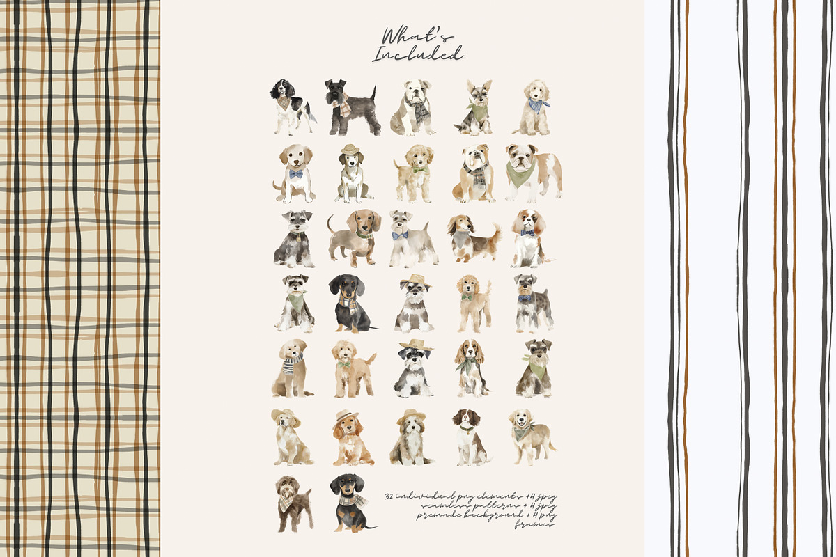 watercolor dog clipart collection, a Decorative Illustration by Patishop Art (Photo 9 of 9)