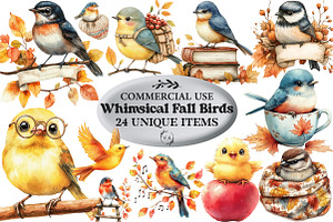Positive Whimsical Fall Birds PNG, an Illustration by Craft Nest
