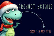 Christmas Funny Dinosaur Clipart, an Illustration by CreationArt (Thumbnail 5 of 6)