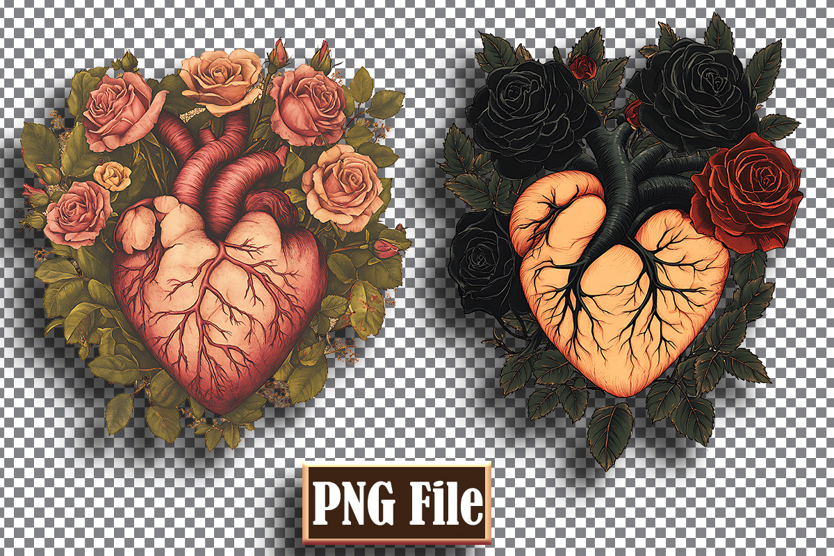 Floral Heart Clipart Bundle Png, an Object Graphic by protabsorkar11 (Photo 4 of 9)