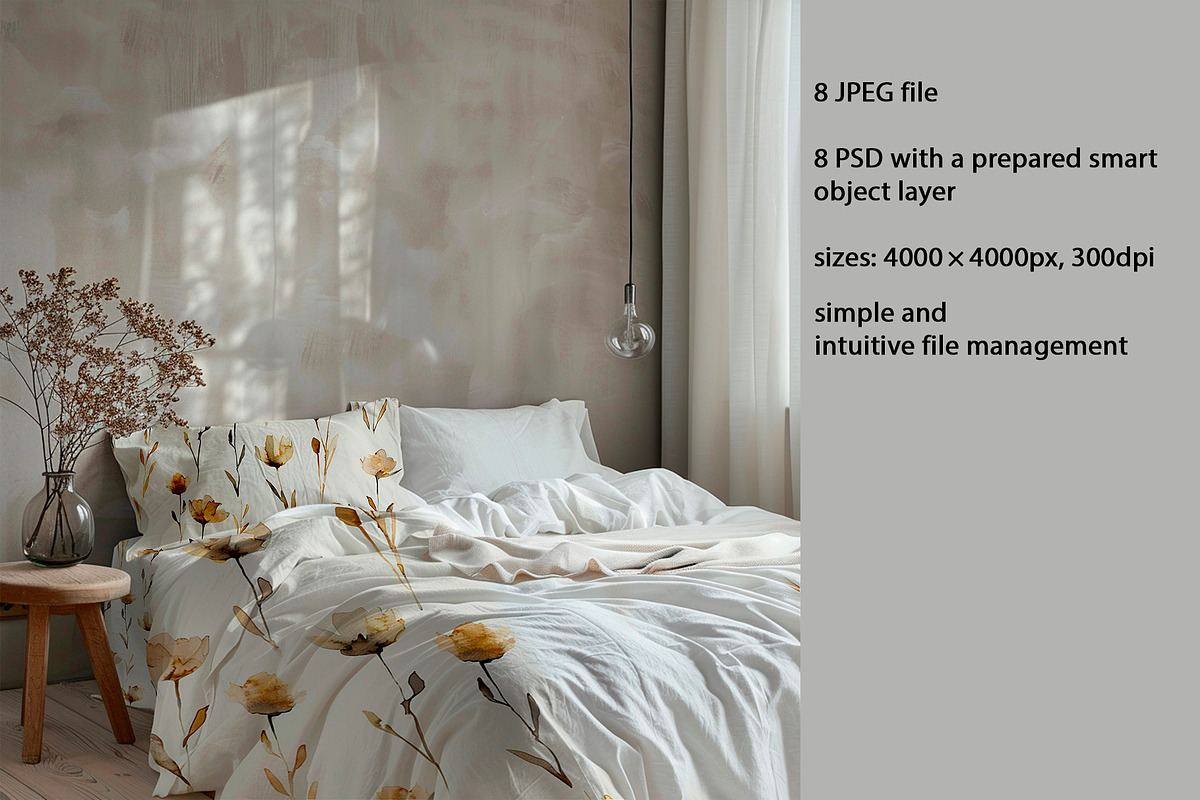 Minimalist Bedding Mockup Collection, a Merchandise Mockup by Maria S. Studio (Photo 4 of 4)