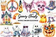 Groovy Halloween Clipart, Trendy, an Illustration by Daily.Designs (Thumbnail 1 of 5)