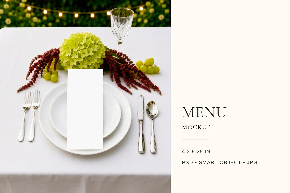 Chartreuse Wedding Menu Mockup, an Advertising Mockup by Serenefeeling (Photo 1 of 8)