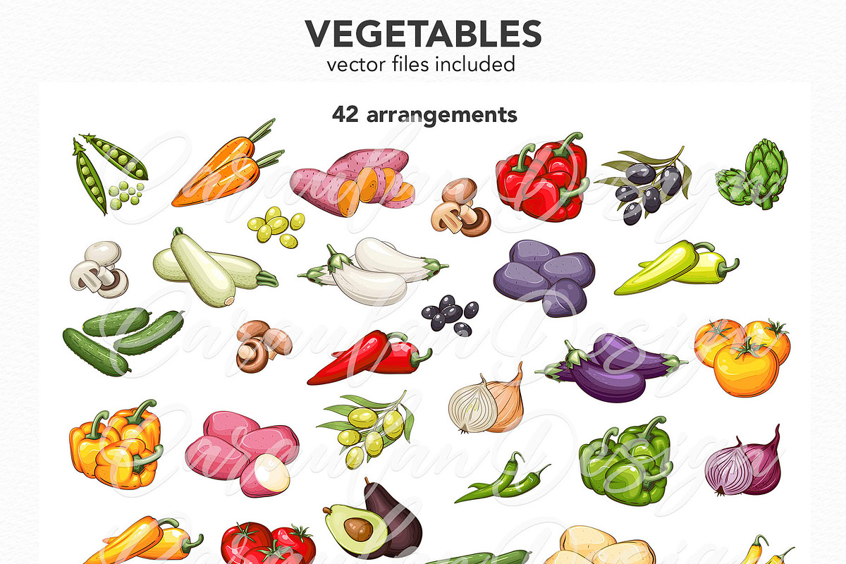Veggies Clipart, Farmers Market Set, a Food Illustration by Serghei Caraulan (Photo 2 of 4)
