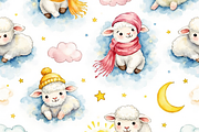 Sheep Seamless Pattern, an Animal Illustration by PLUM&FIGS (Thumbnail 3 of 5)