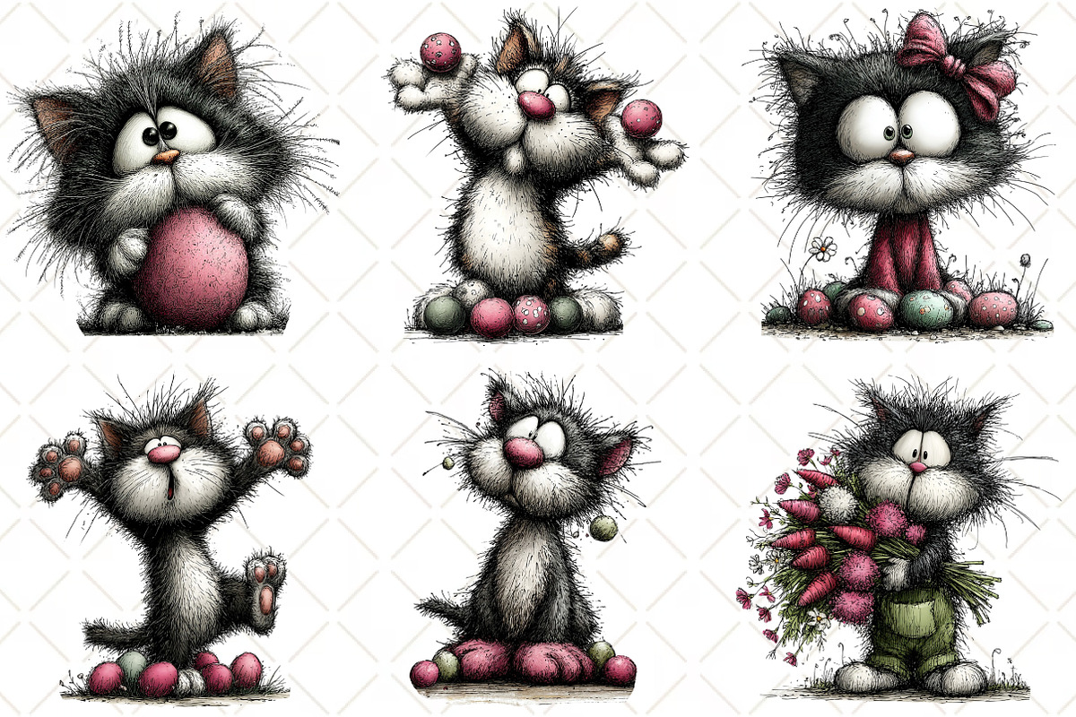 Whimsical Easter Cat Clipart, an Illustration by Black Bird Studio (Photo 4 of 5)