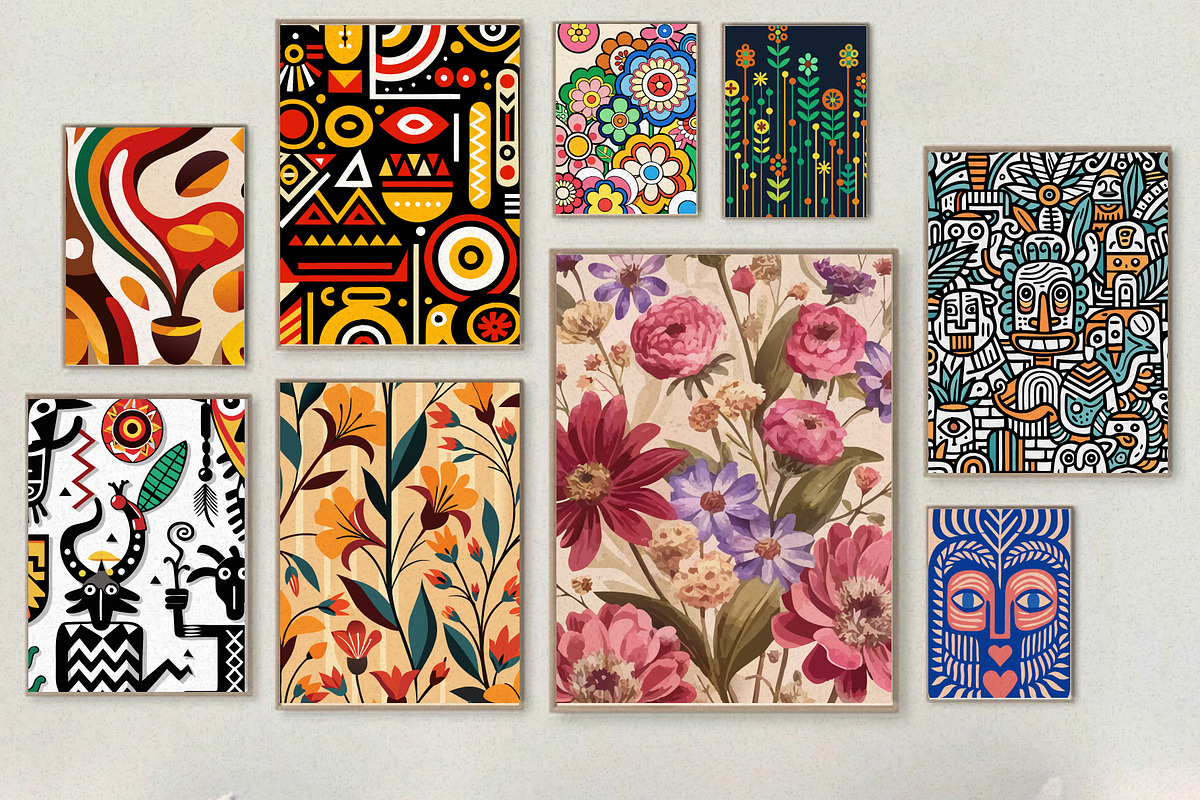 Pattern Wall Art Printable Set, a Wallpaper Graphic by Helospace (Photo 7 of 10)