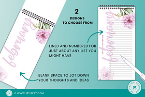 12 Month Flower Calendar Notepad