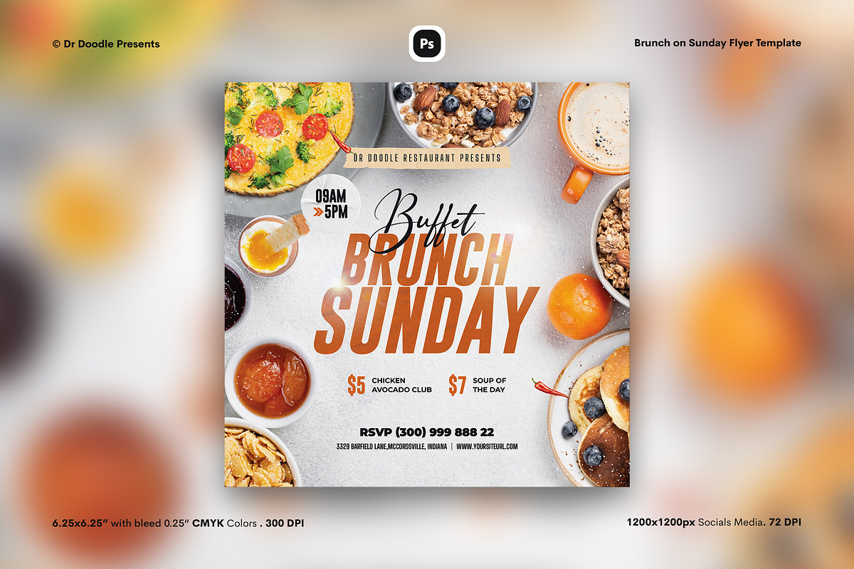 Brunch on Sunday Flyer, a Flyer Template by iDoodle Studio