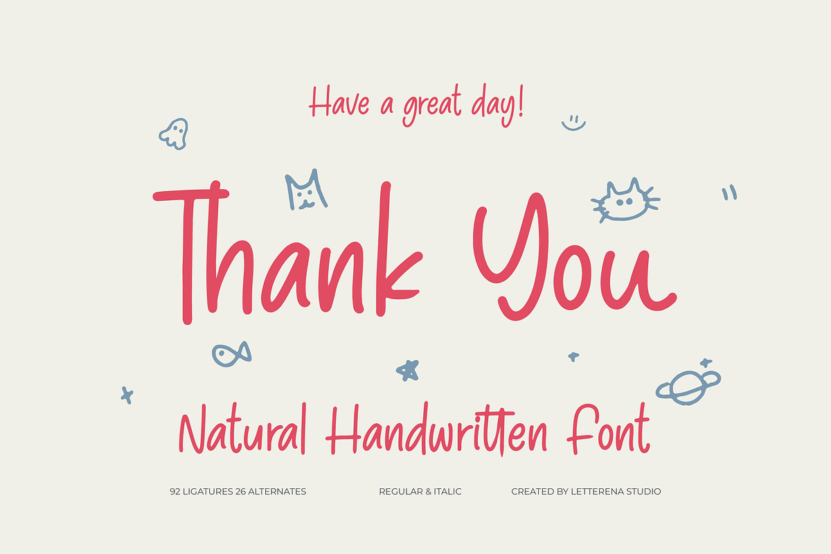 Pinky Doodle Natural Handwritten, a Script Font by Letterena Studios Script (Photo 20 of 20)